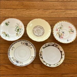 Vintage Bone China Saucers Gold Floral Bamboo Imperial Regency Hertel Jacob Vale